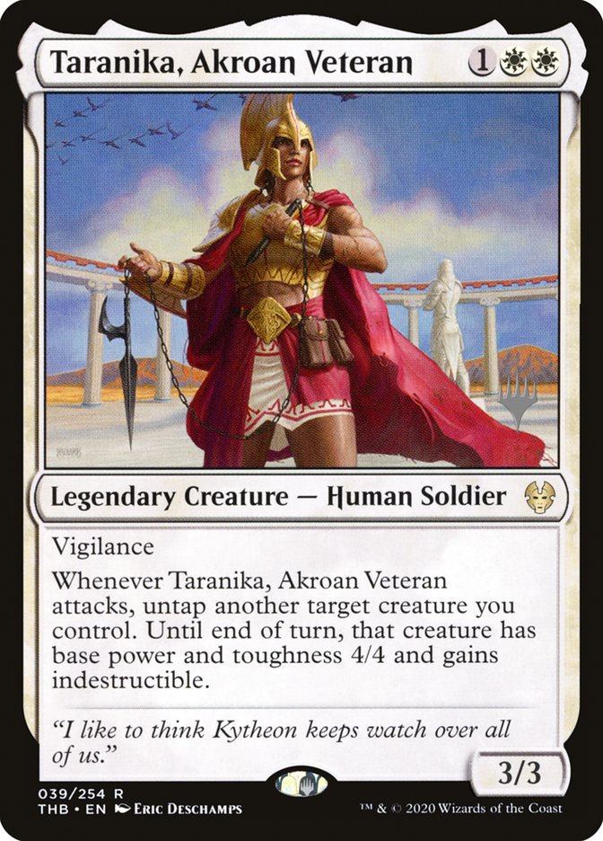 Taranika, Akroan Veteran (Promo Pack) [Theros Beyond Death Promos] | Gate City Games LLC