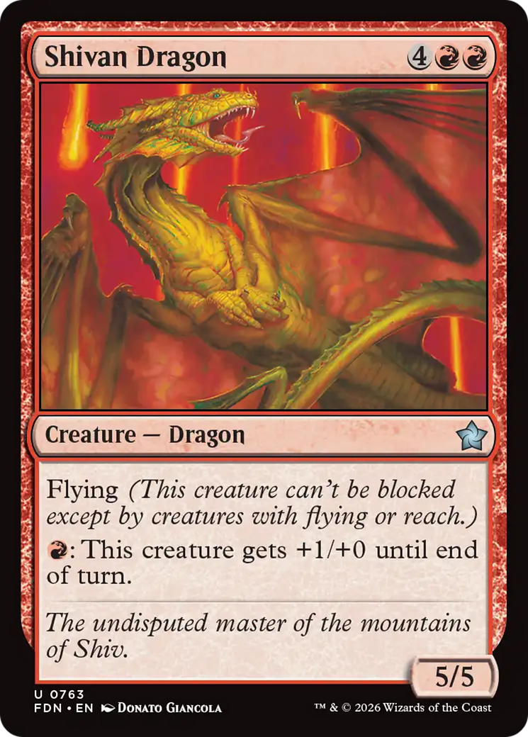 Shivan Dragon (0763) [Foundations] | Gate City Games LLC