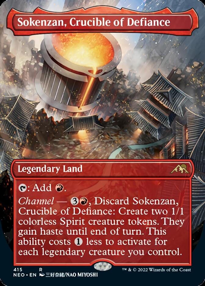 Sokenzan, Crucible of Defiance (Borderless Alternate Art) [Kamigawa: Neon Dynasty] | Gate City Games LLC