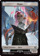 Bird // Hero (0029) Double-Sided Token (Surge Foil) [FINAL FANTASY Commander Tokens] | Gate City Games LLC