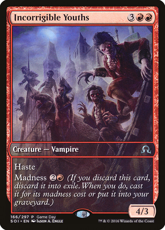 Incorrigible Youths (Game Day) (Extended Art) [Shadows over Innistrad Promos] | Gate City Games LLC