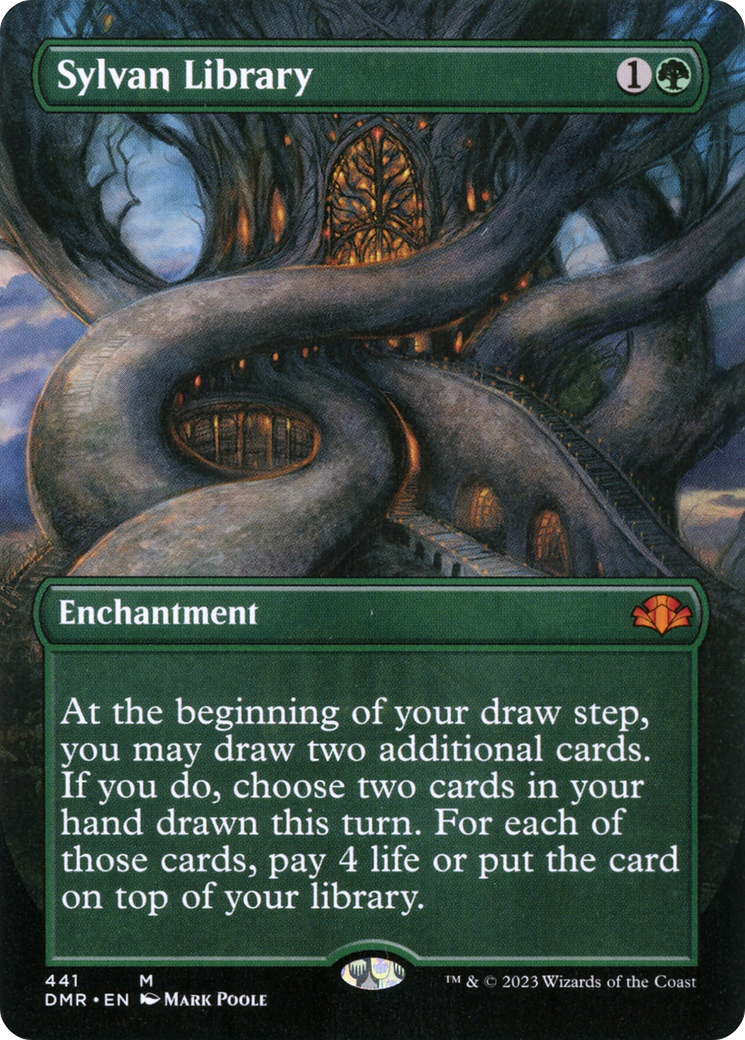 Sylvan Library (Borderless Alternate Art) [Dominaria Remastered] | Gate City Games LLC