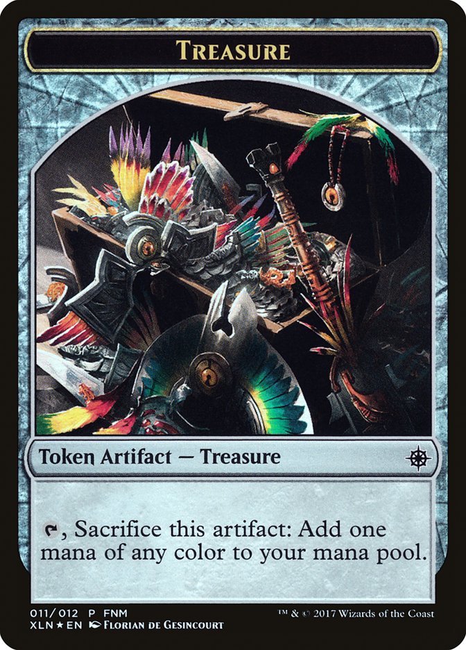 Dinosaur // Treasure Double-Sided Token [Friday Night Magic 2017] | Gate City Games LLC
