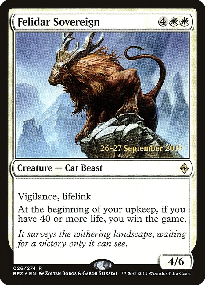 Felidar Sovereign [Battle for Zendikar Prerelease Promos] | Gate City Games LLC