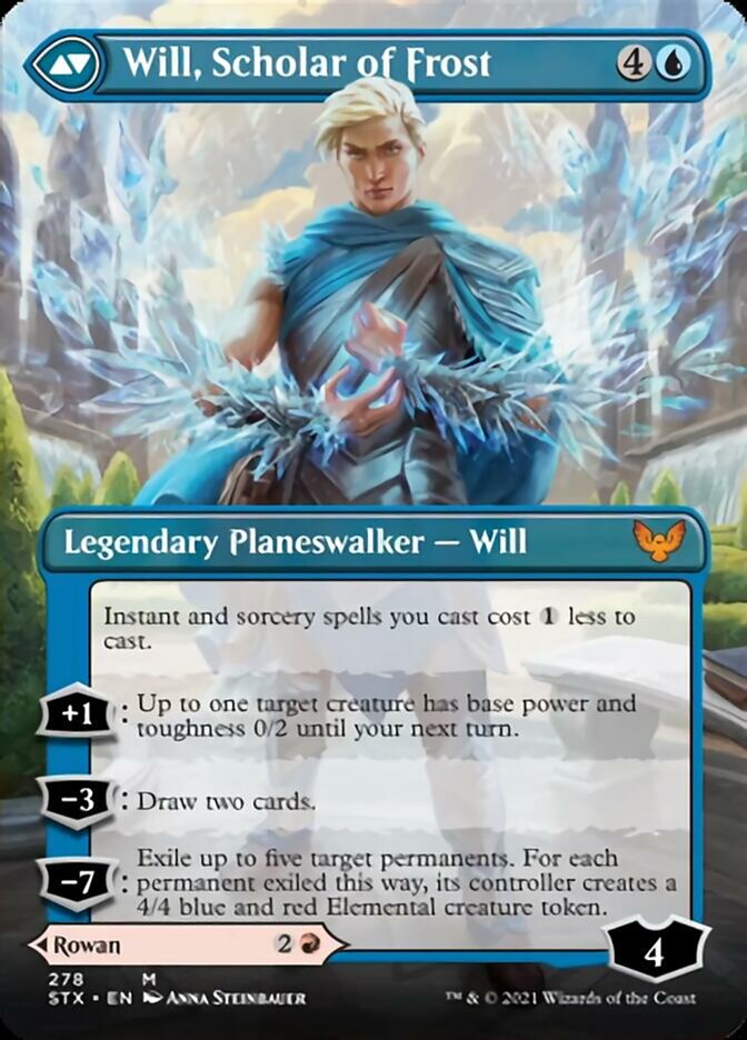 Rowan, Scholar of Sparks // Will, Scholar of Frost (Borderless) [Strixhaven: School of Mages] | Gate City Games LLC