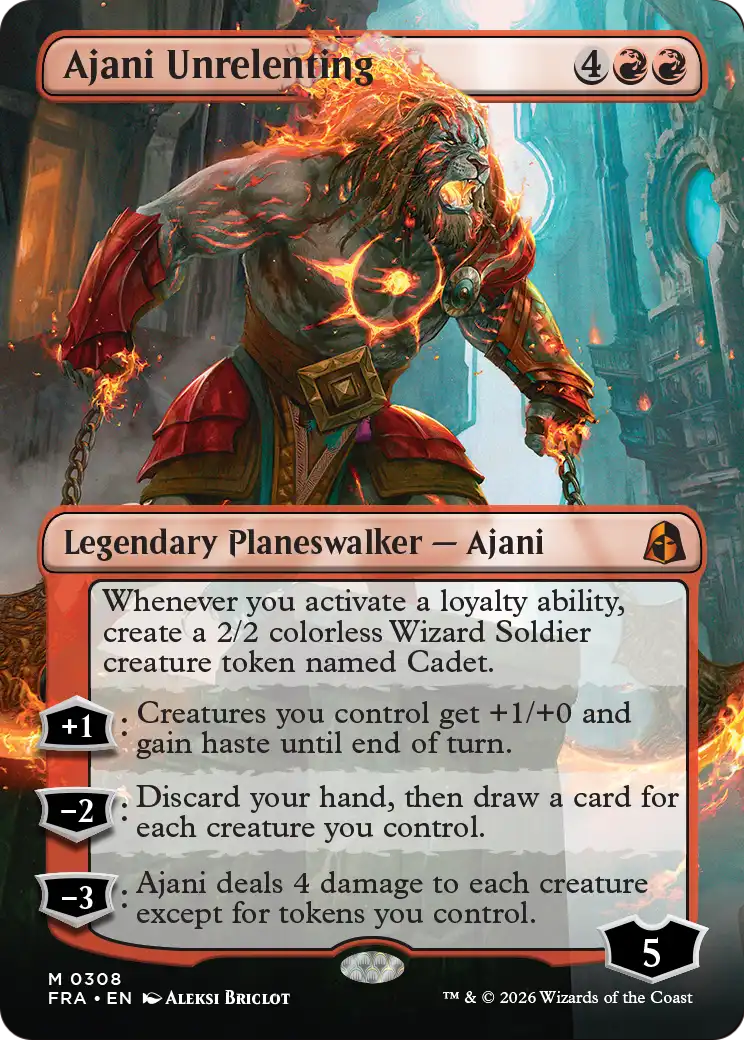 Ajani Unrelenting (Borderless) [Reality Fracture] | Gate City Games LLC