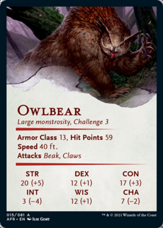 Owlbear Art Card [Dungeons & Dragons: Adventures in the Forgotten Realms Art Series] | Gate City Games LLC