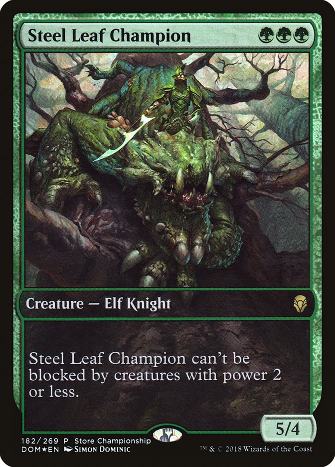 Steel Leaf Champion (Store Championship) (Full Art) [Dominaria Promos] | Gate City Games LLC