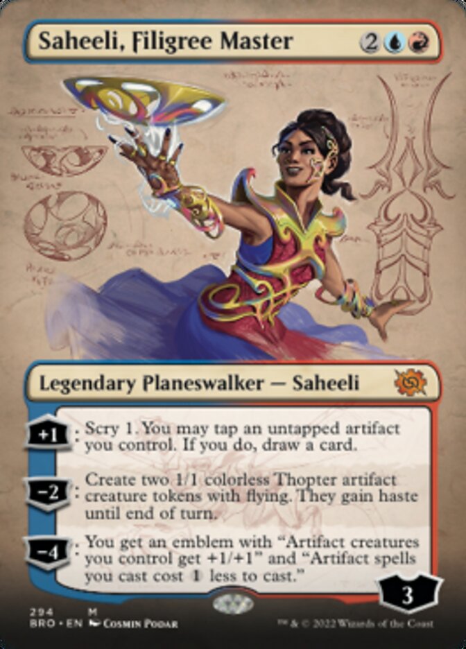 Saheeli, Filigree Master (Borderless Alternate Art) [The Brothers' War] | Gate City Games LLC