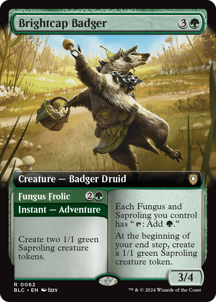 Brightcap Badger // Fungus Frolic (Extended Art) [Bloomburrow Commander] | Gate City Games LLC