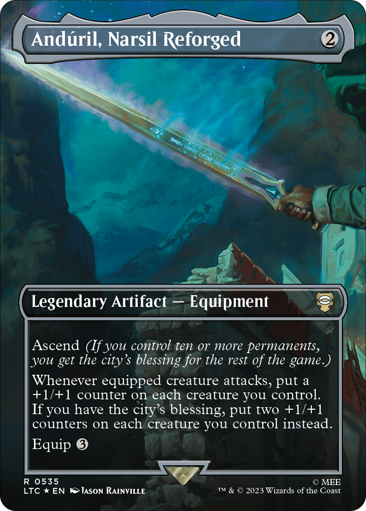 Anduril, Narsil Reforged (Borderless) (Surge Foil) [The Lord of the Rings: Tales of Middle-Earth Commander] | Gate City Games LLC