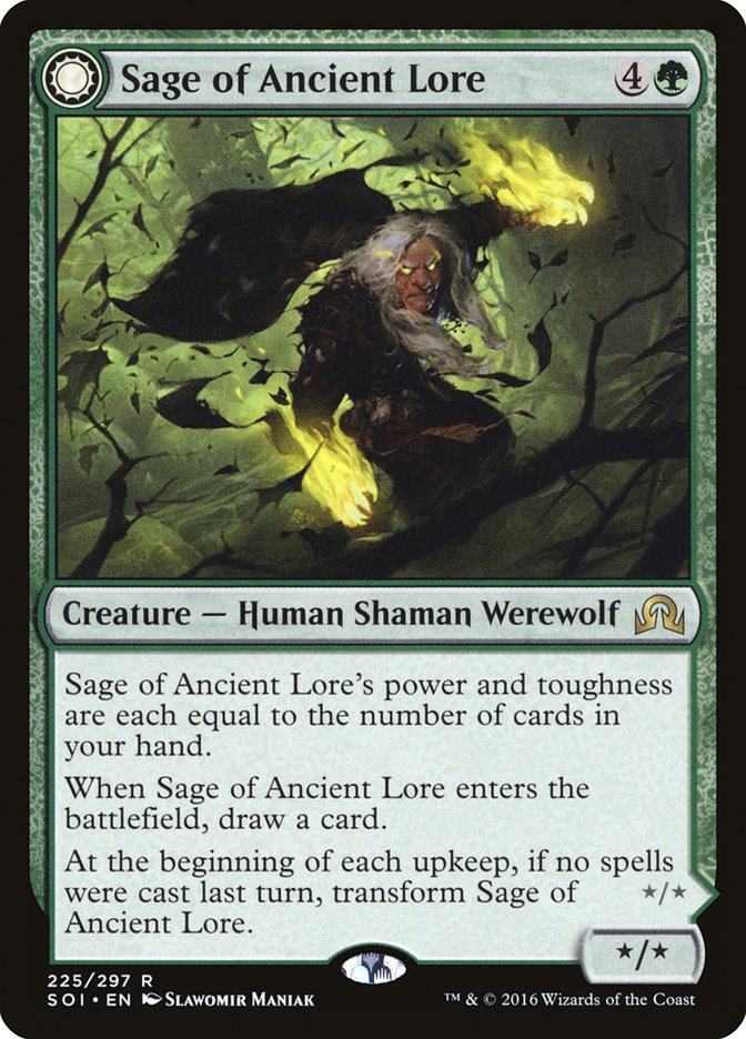 Sage of Ancient Lore // Werewolf of Ancient Hunger [Shadows over Innistrad] | Gate City Games LLC