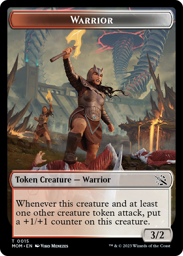 Warrior // Phyrexian Saproling Double-Sided Token [March of the Machine Tokens] | Gate City Games LLC