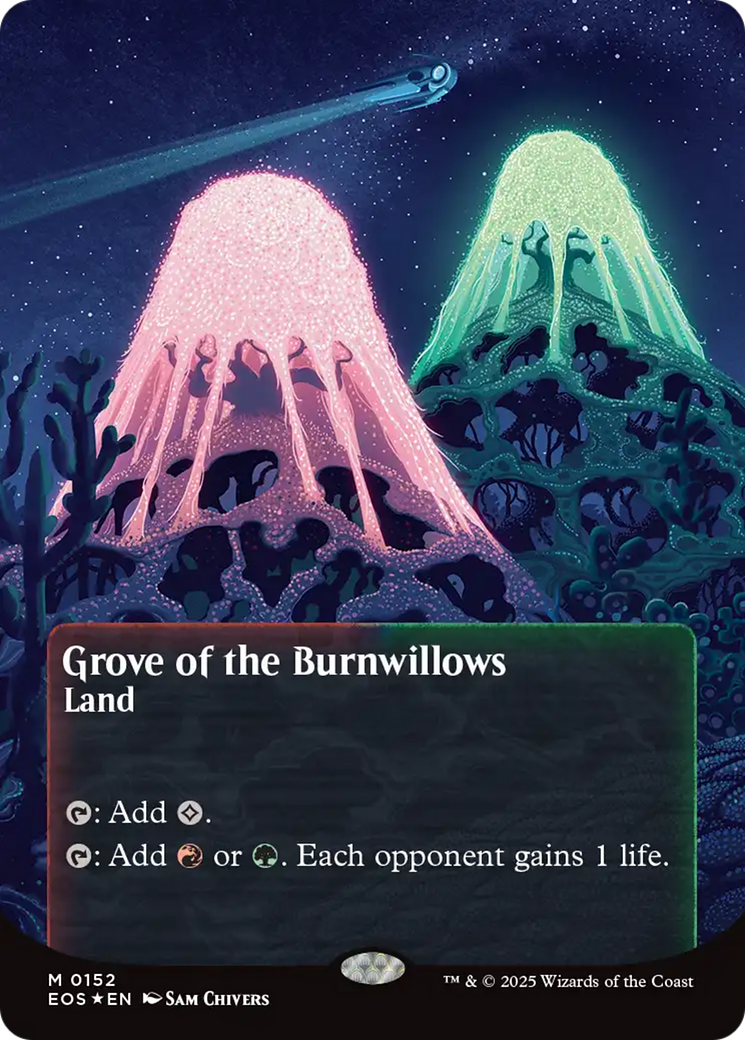 Grove of the Burnwillows (0152) (Borderless) (Galaxy Foil) [Edge of Eternities: Stellar Sights] | Gate City Games LLC