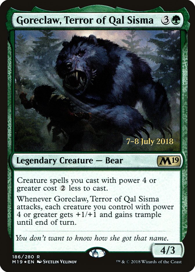 Goreclaw, Terror of Qal Sisma [Core Set 2019 Prerelease Promos] | Gate City Games LLC