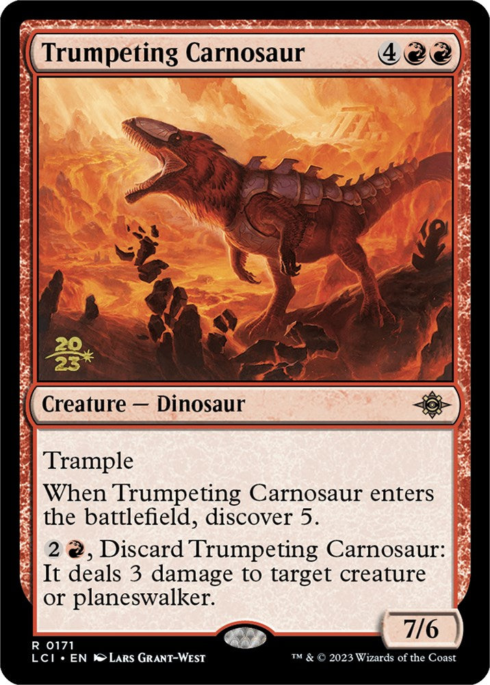 Trumpeting Carnosaur [The Lost Caverns of Ixalan Prerelease Cards] | Gate City Games LLC