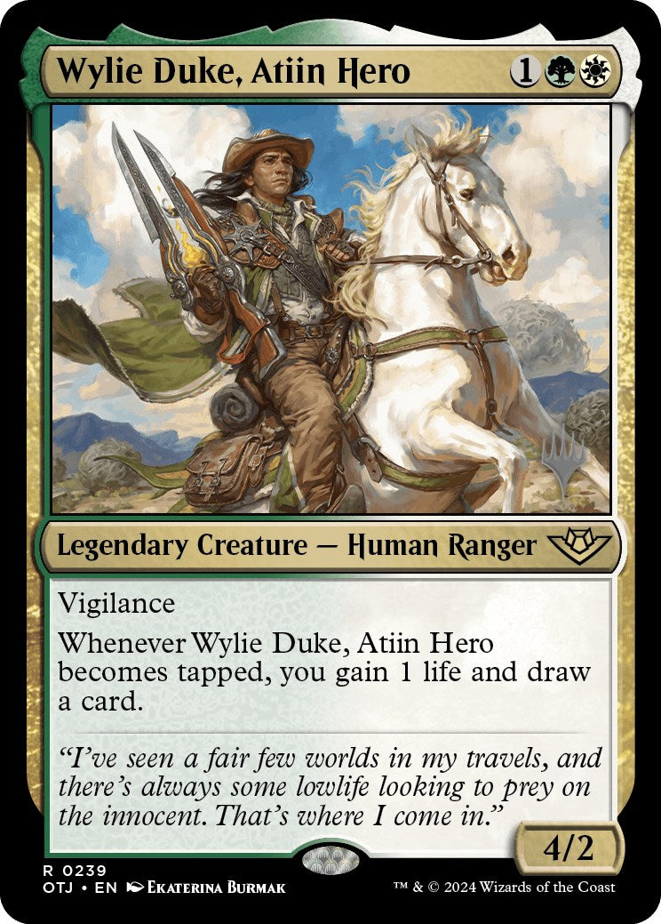 Wylie Duke, Atiin Hero (Promo Pack) [Outlaws of Thunder Junction Promos] | Gate City Games LLC