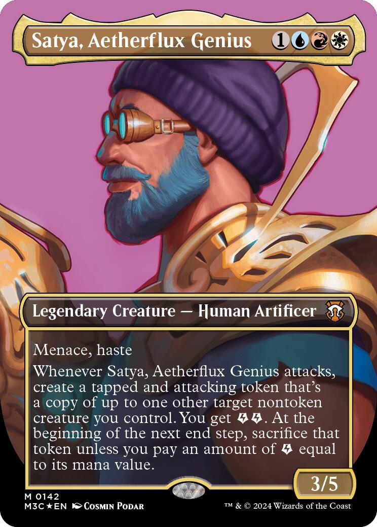 Satya, Aetherflux Genius (Borderless) (Ripple Foil) [Modern Horizons 3 Commander] | Gate City Games LLC