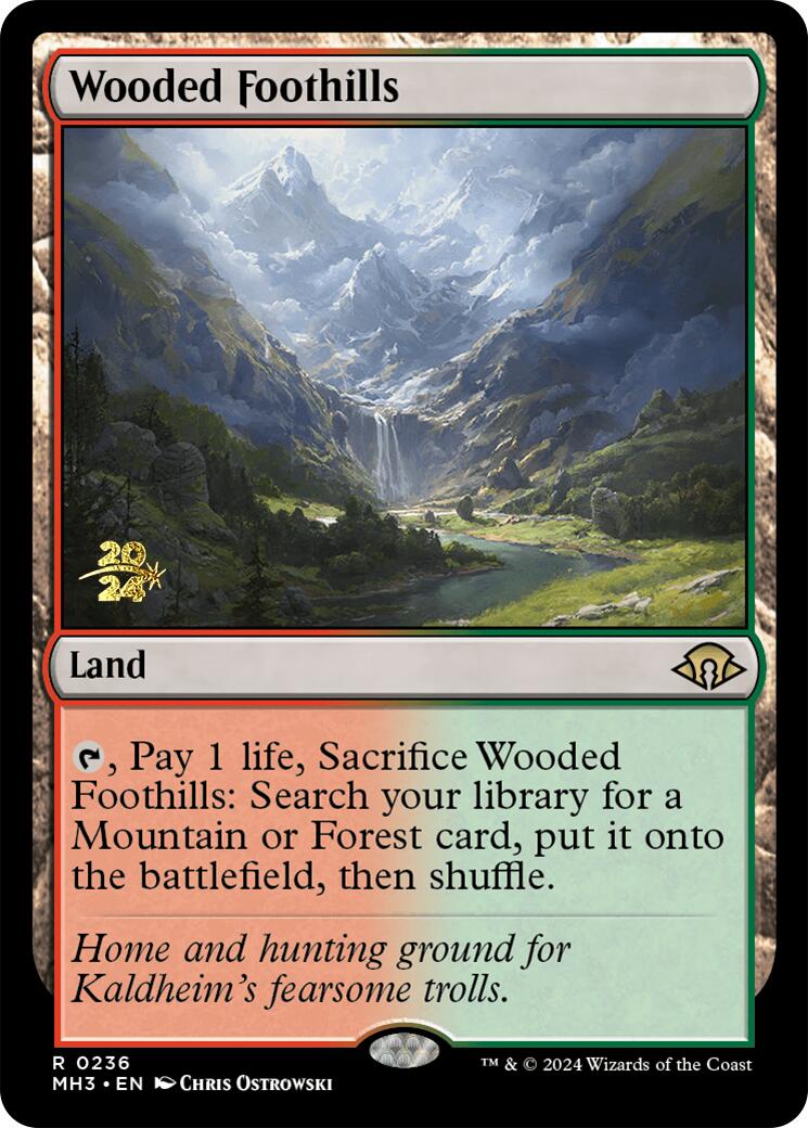 Wooded Foothills [Modern Horizons 3 Prerelease Promos] | Gate City Games LLC