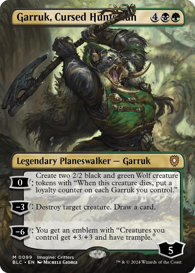 Garruk, Cursed Huntsman (Borderless) [Bloomburrow Commander] | Gate City Games LLC