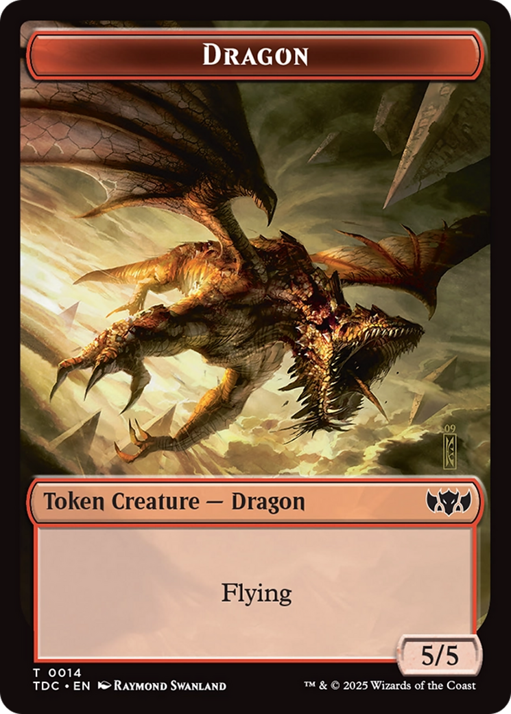Dragon (0014) // Treasure Double-Sided Token [Tarkir: Dragonstorm Commander Tokens] | Gate City Games LLC