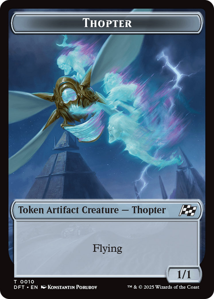 Golem (0014) // Thopter (0010) Double-Sided Token [Aetherdrift Commander Tokens] | Gate City Games LLC