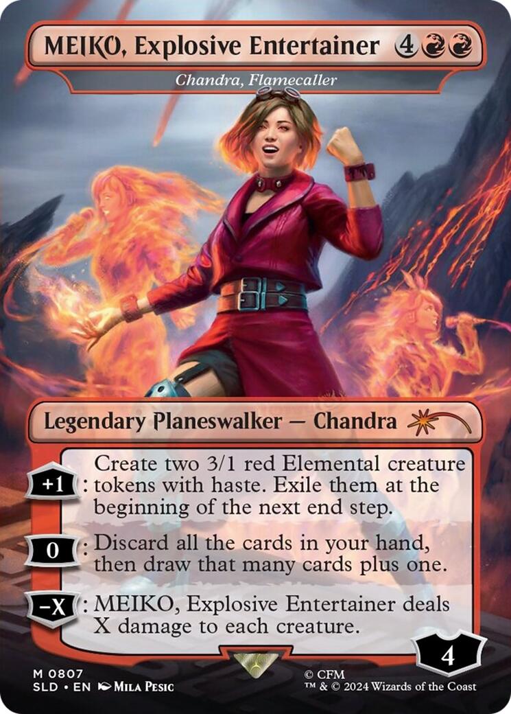 MEIKO, Explosive Entertainer - Chandra, Flamecaller (Rainbow Foil) [Secret Lair Drop Series] | Gate City Games LLC