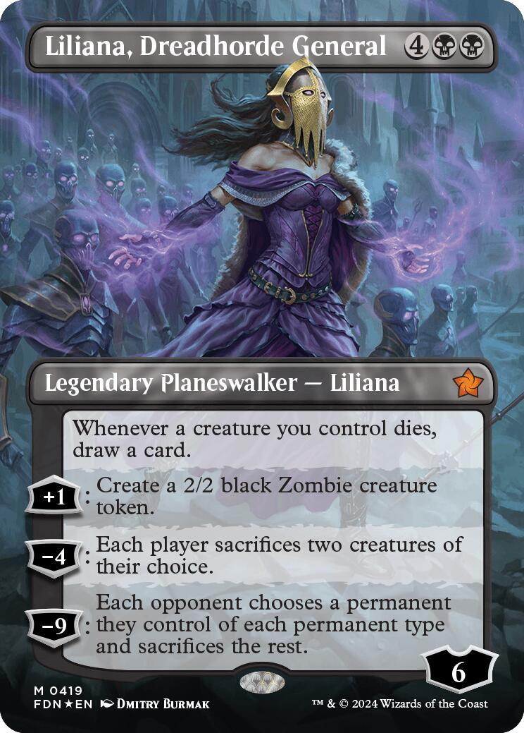 Liliana, Dreadhorde General (Borderless) (Mana Foil) [Foundations] | Gate City Games LLC