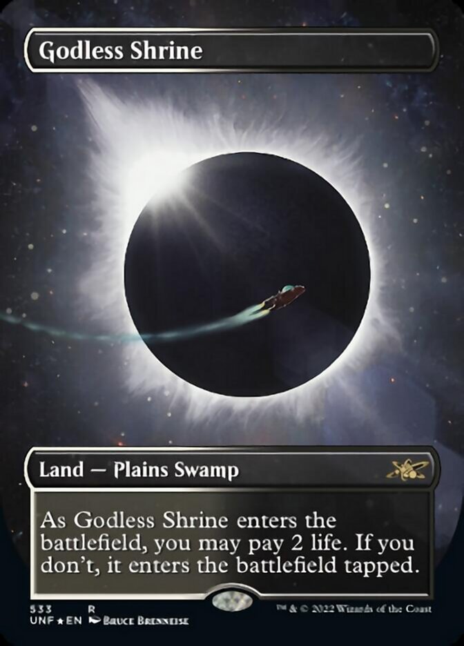 Godless Shrine (Borderless) (Galaxy Foil) [Unfinity] | Gate City Games LLC