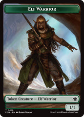 Elf Warrior // Raccoon Doubled-Sided Token [Foundations Tokens] | Gate City Games LLC