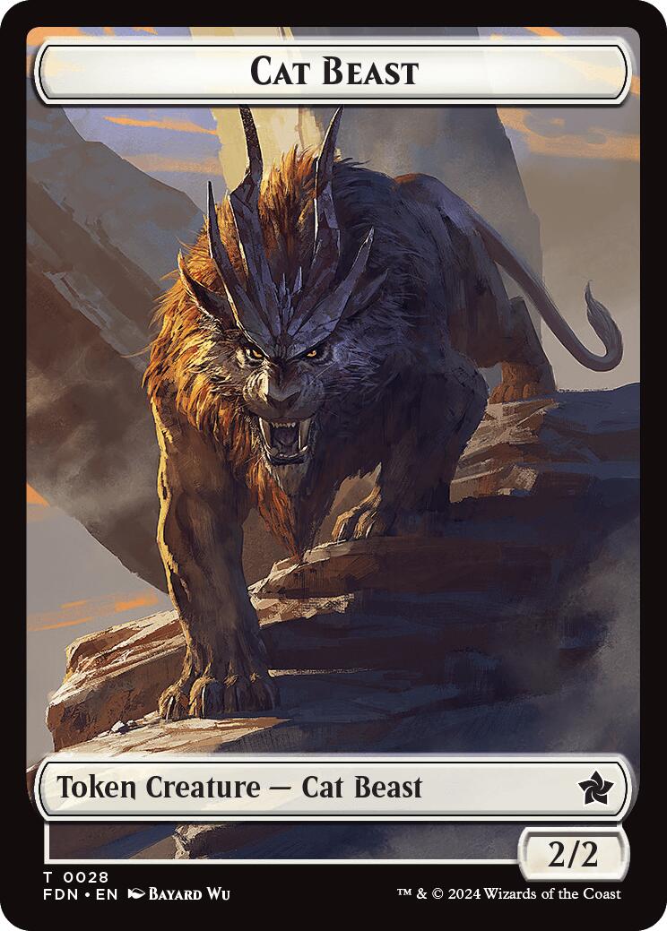 Cat Beast // Dragon (0017) Double-Sided Token [Foundations Tokens] | Gate City Games LLC