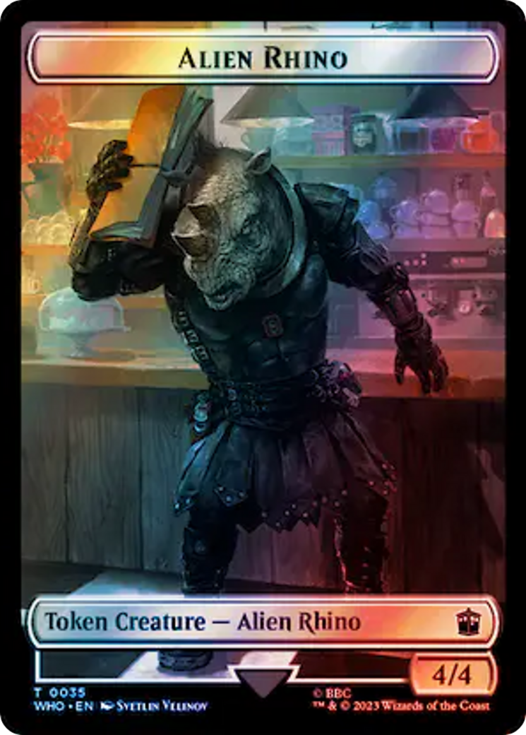 Alien Rhino // Treasure (0061) Double-Sided Token (Surge Foil) [Doctor Who Tokens] | Gate City Games LLC