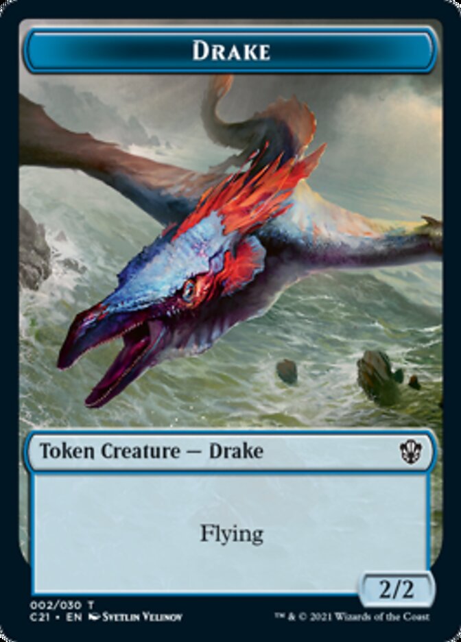 Drake // Elemental (002) Double-Sided Token [Commander 2021 Tokens] | Gate City Games LLC