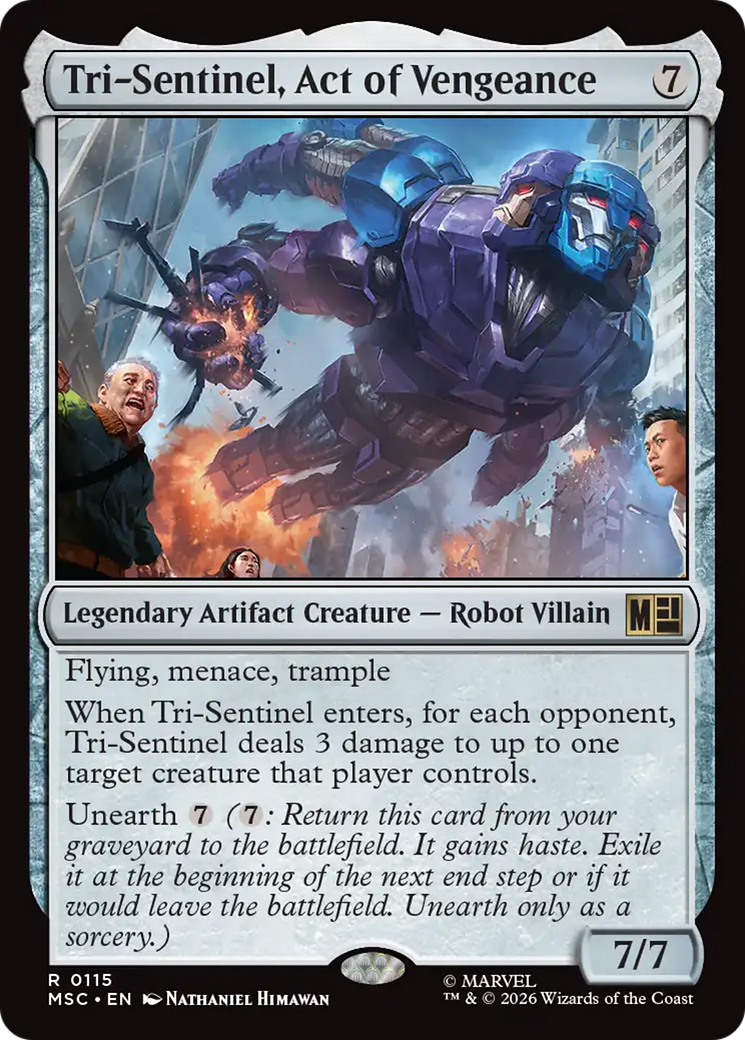 Tri-Sentinel, Act of Vengeance (Surge Foil) [Marvel Super Heroes Commander] | Gate City Games LLC