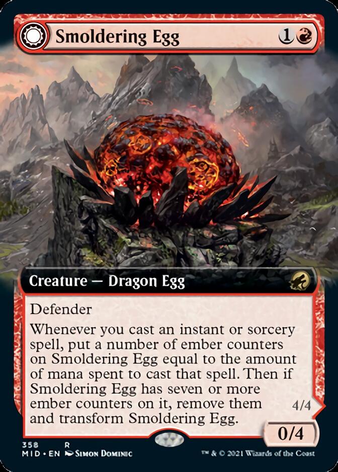Smoldering Egg // Ashmouth Dragon (Extended Art) [Innistrad: Midnight Hunt] | Gate City Games LLC