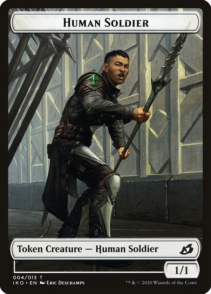 Feather // Human Soldier (004) Double-Sided Token [Ikoria: Lair of Behemoths Tokens] | Gate City Games LLC