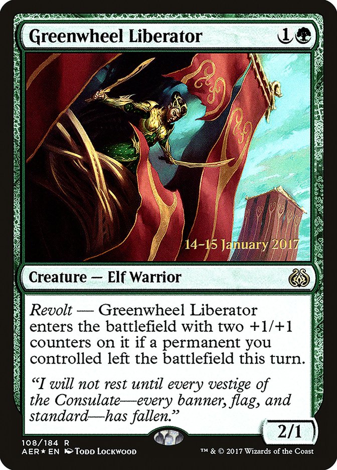 Greenwheel Liberator [Aether Revolt Prerelease Promos] | Gate City Games LLC