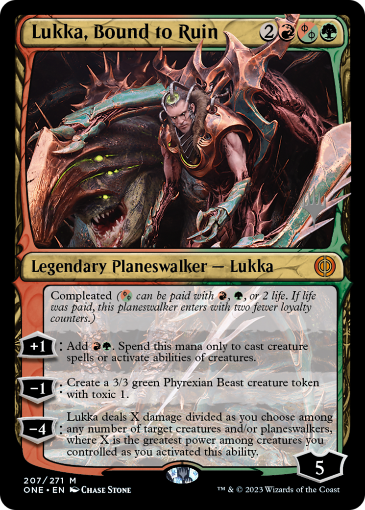 Lukka, Bound to Ruin (Promo Pack) [Phyrexia: All Will Be One Promos] | Gate City Games LLC