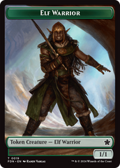 Elf Warrior // Cat (001) Doubled-Sided Token [Foundations Tokens] | Gate City Games LLC