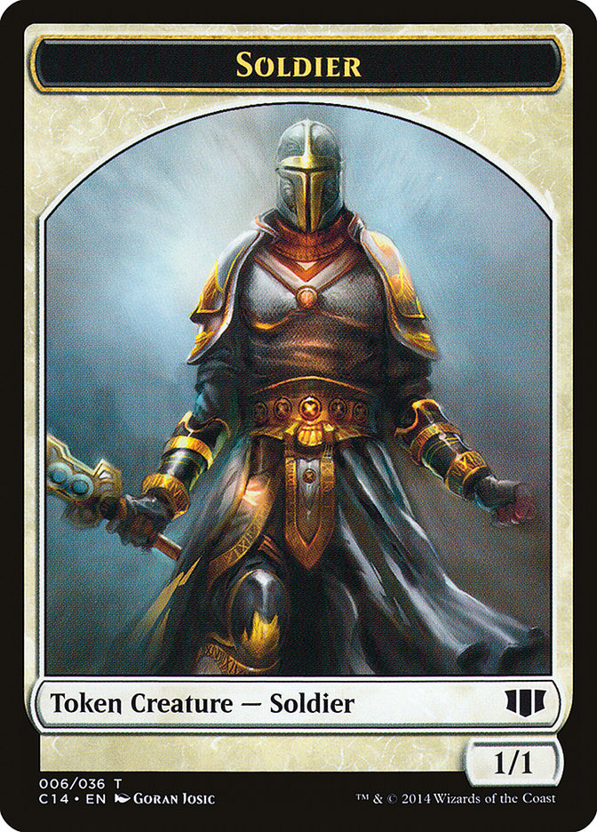 Soldier // Spirit Double-Sided Token [Commander 2014 Tokens] | Gate City Games LLC