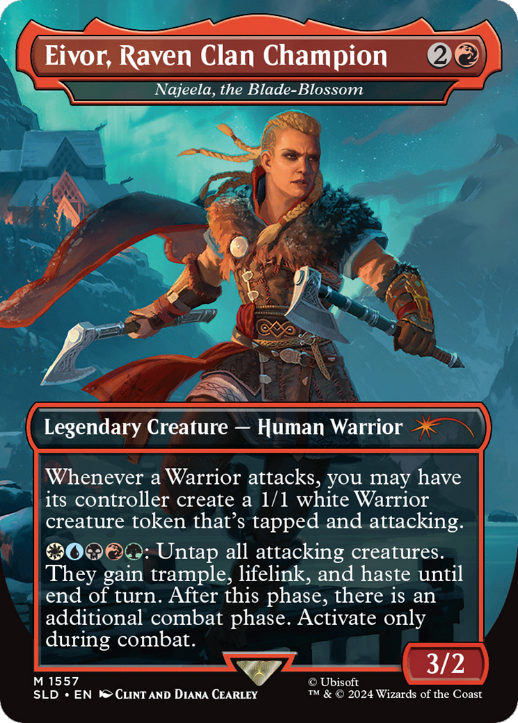 Eivor, Raven Clan Champion - Najeela, the Blade-Blossom (Rainbow Foil) [Secret Lair Drop Series] | Gate City Games LLC