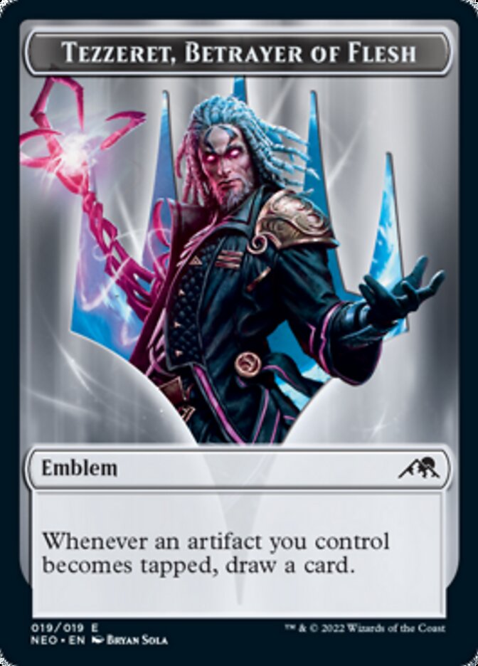 Spirit (002) // Tezzeret, Betrayer of Flesh Emblem Double-Sided Token [Kamigawa: Neon Dynasty Tokens] | Gate City Games LLC
