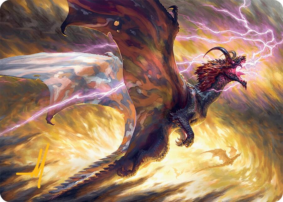 Stormscale Scion Art Card (17/54) (Gold-Stamped Signature) [Tarkir: Dragonstorm Art Series] | Gate City Games LLC