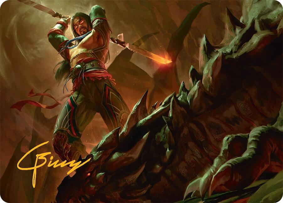 Sarkhan's Resolve Art Card (18/54) (Gold-Stamped Signature) [Tarkir: Dragonstorm Art Series] | Gate City Games LLC