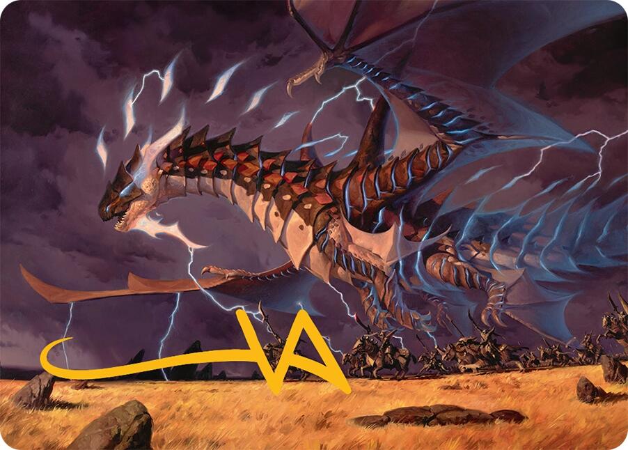 Neriv, Heart of the Storm Art Card (25/54) (Gold-Stamped Signature) [Tarkir: Dragonstorm Art Series] | Gate City Games LLC