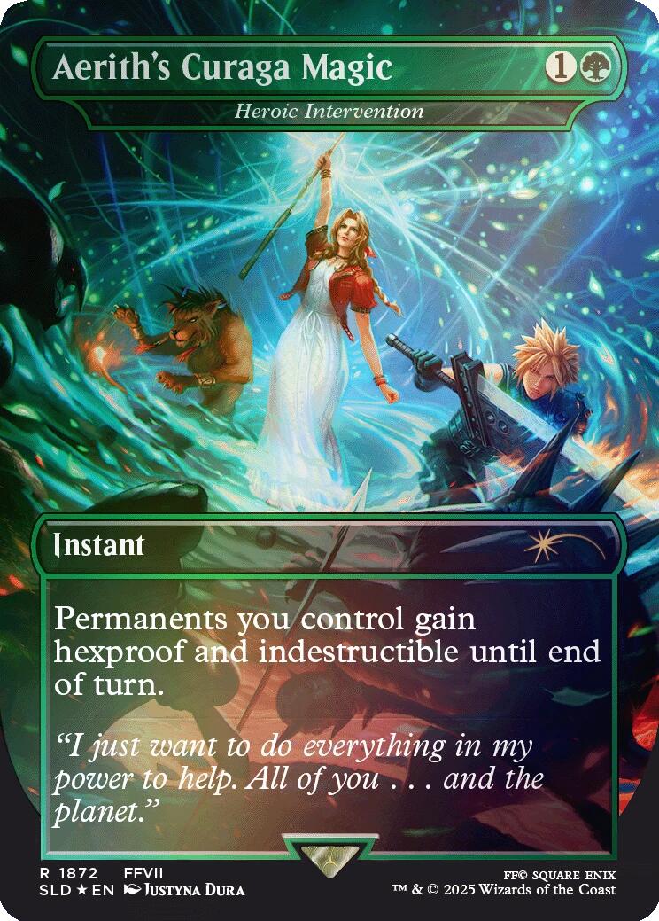 Aerith's Curaga Magic - Heroic Intervention (Rainbow Foil) [Secret Lair Drop Series] | Gate City Games LLC