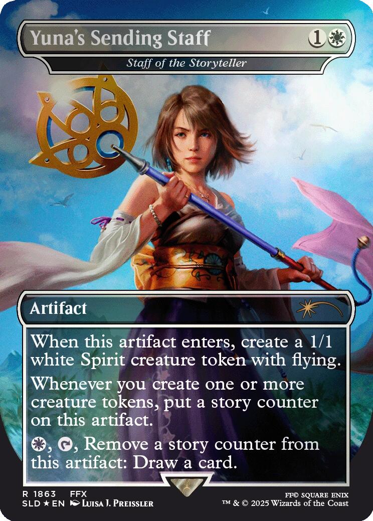 Yuna's Sending Staff - Staff of the Storyteller (Rainbow Foil) [Secret Lair Drop Series] | Gate City Games LLC