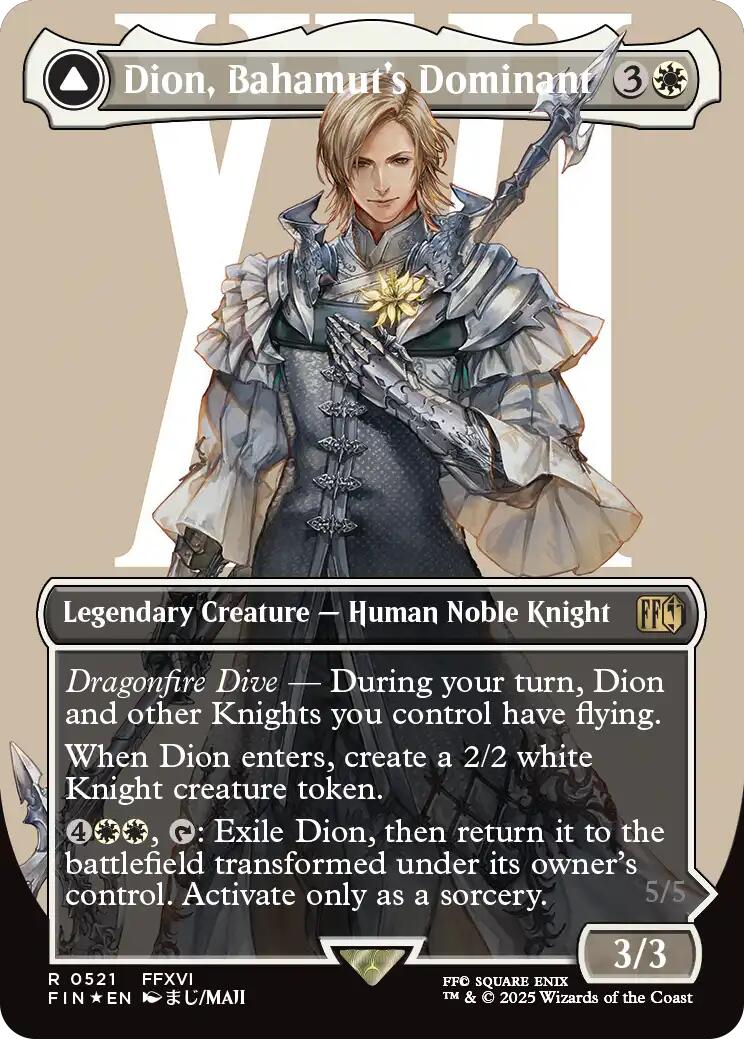 Dion, Bahamut's Dominant // Bahamut, Warden of Light (Borderless) (Surge Foil) [FINAL FANTASY] | Gate City Games LLC
