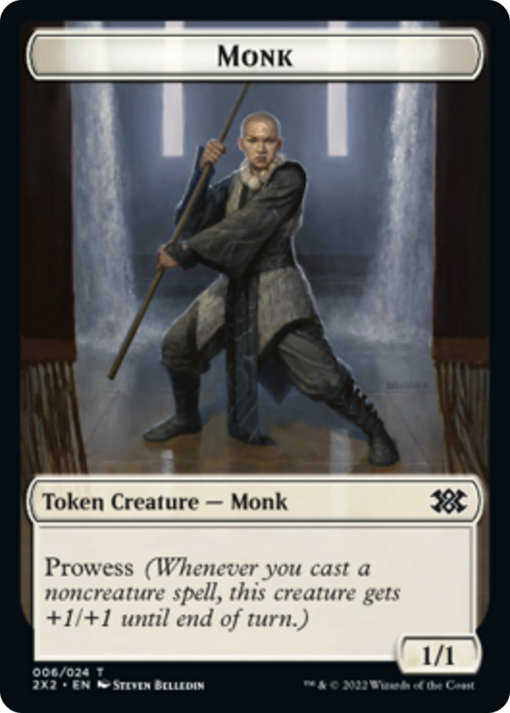Cat Dragon // Monk Double-Sided Token [Double Masters 2022 Tokens] | Gate City Games LLC