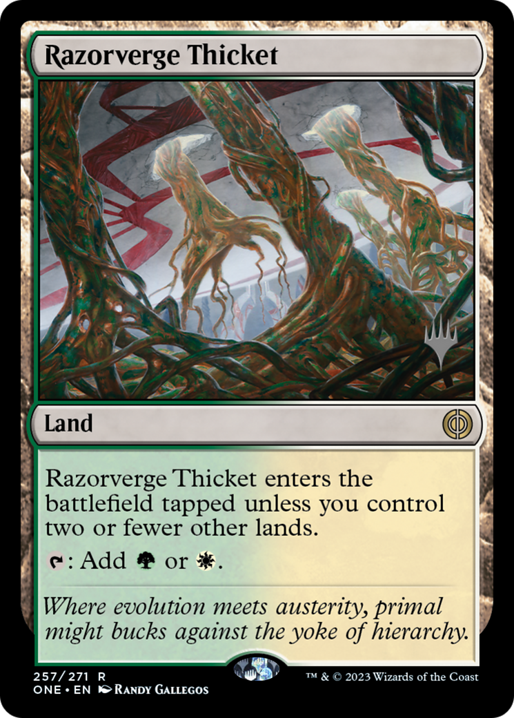 Razorverge Thicket (Promo Pack) [Phyrexia: All Will Be One Promos] | Gate City Games LLC
